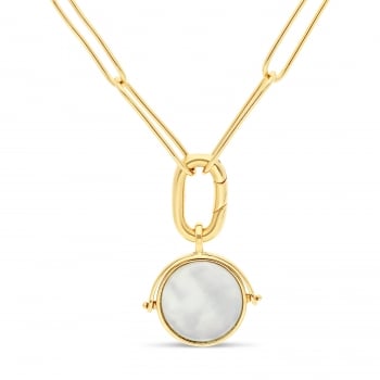 Packshot du collier personnalisé grands maillons Plaqué Or et pendentif nacre