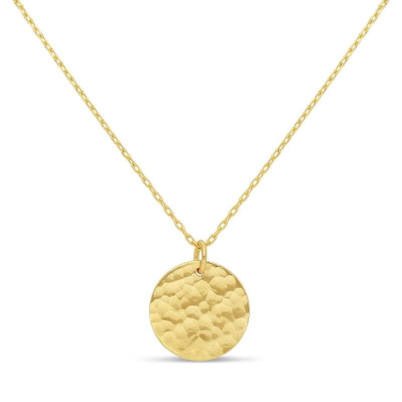 Collier enfant personnalisé médaille martelée, plaqué or