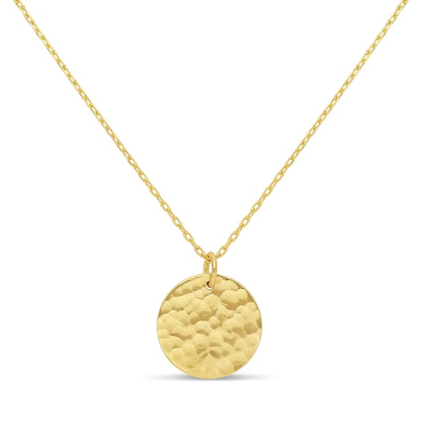 Collier enfant personnalisé médaille martelée, plaqué or