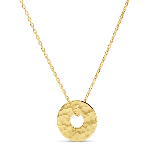 Collier enfant personnalisé médaille cible martelée, plaqué or