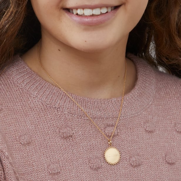 Collier personnalisé enfant médaille soleil, plaqué or