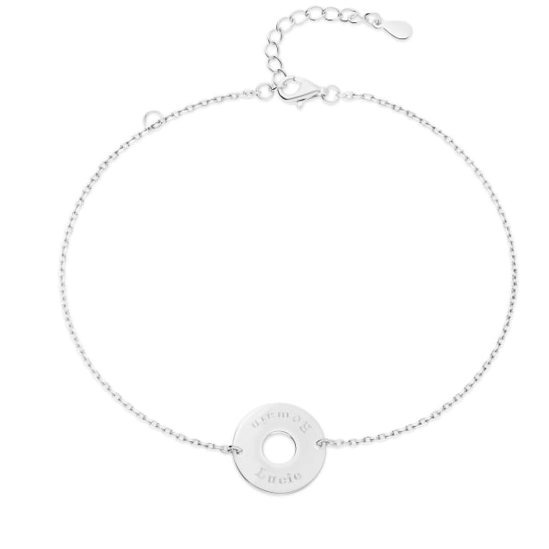 Bracelet chaîne enfant et anneau 15 mm personnalisé en Argent