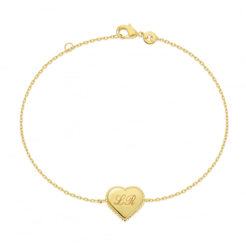 Bracelet personnalisé enfant médaillon Plaqué Or en forme de cœur