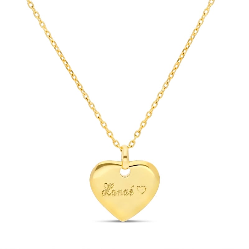Collier personnalisé enfant, médaille coeur, plaqué or