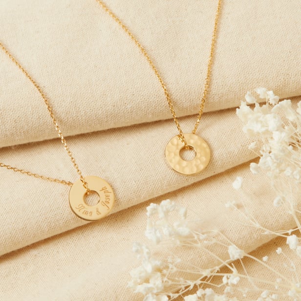 Collier enfant médaille cible personnalisée, plaqué or