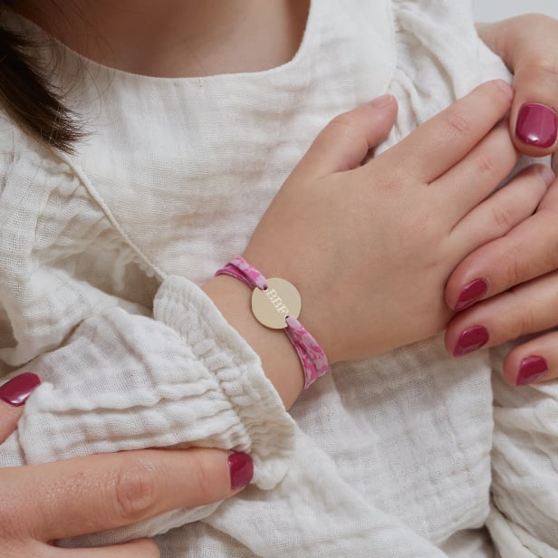 Bracelet liberty enfant médaille personnalisée en Plaqué Or
