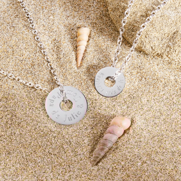 Collier personnalisé homme médaille cible, argent