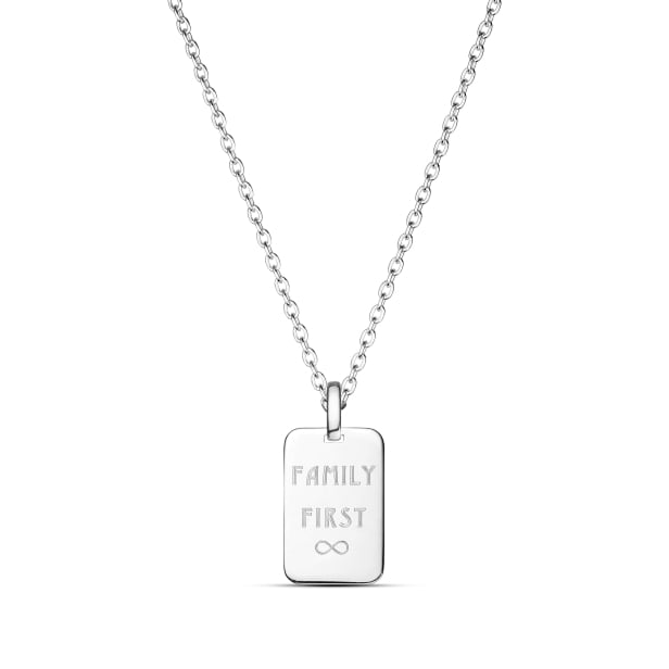 Collier gravé homme médaille rectangulaire, argent