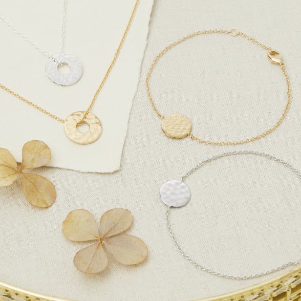 Collier enfant personnalisé médaille cible martelée, argent