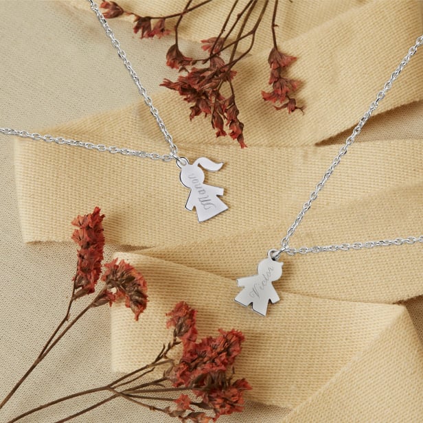 Collier personnalisé charm fillette, argent