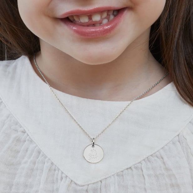 Collier personnalisé enfant dessin licorne, argent