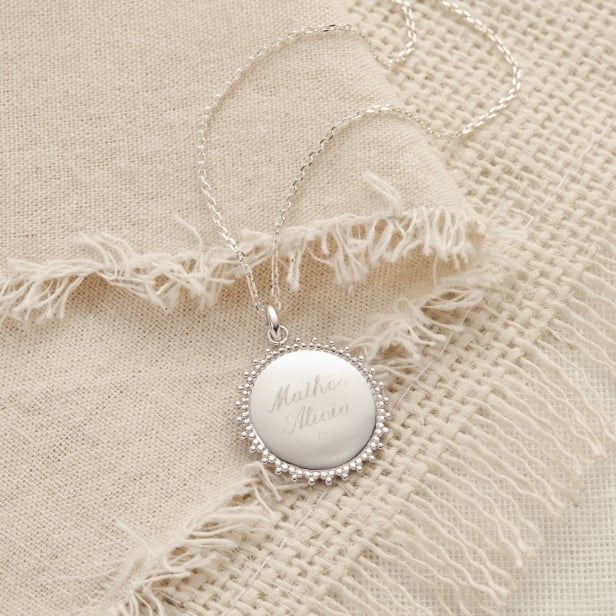 Collier personnalisé enfant pendentif soleil, argent