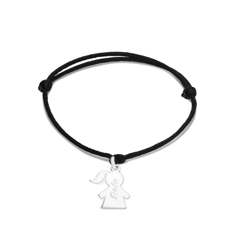 Packshot du bracelet cordon et pendentif fille en Argent personnalisé