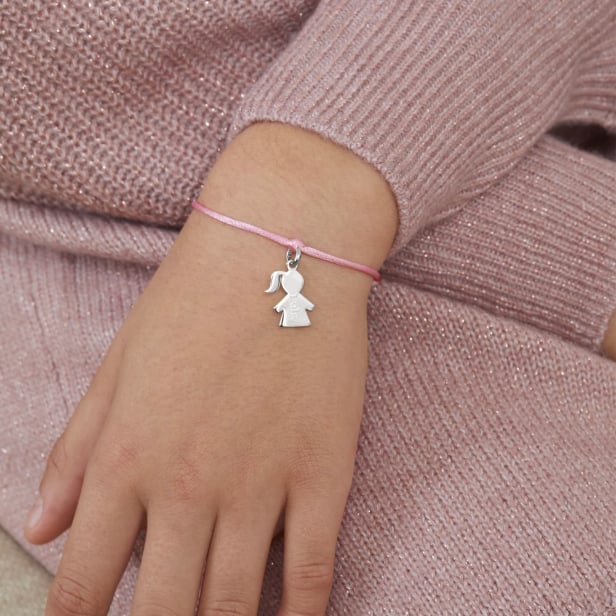 Bracelet enfant cordon et pendentif fille en Argent personnalisé