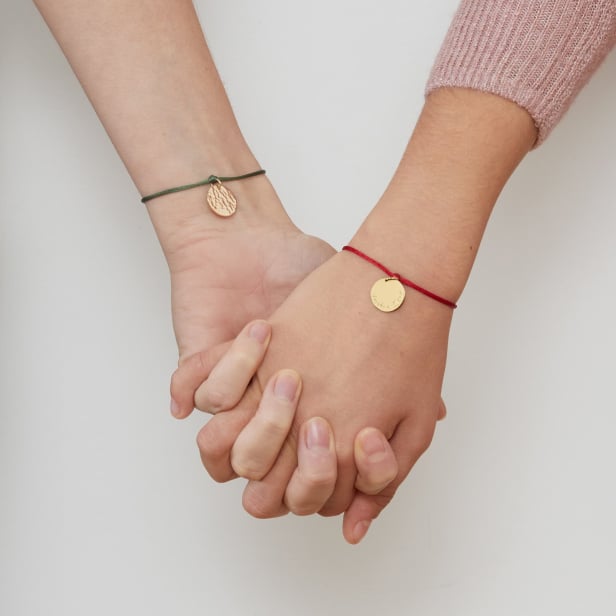 Duo bracelets cordons personnalisés mère enfant médaille ronde 15 mm