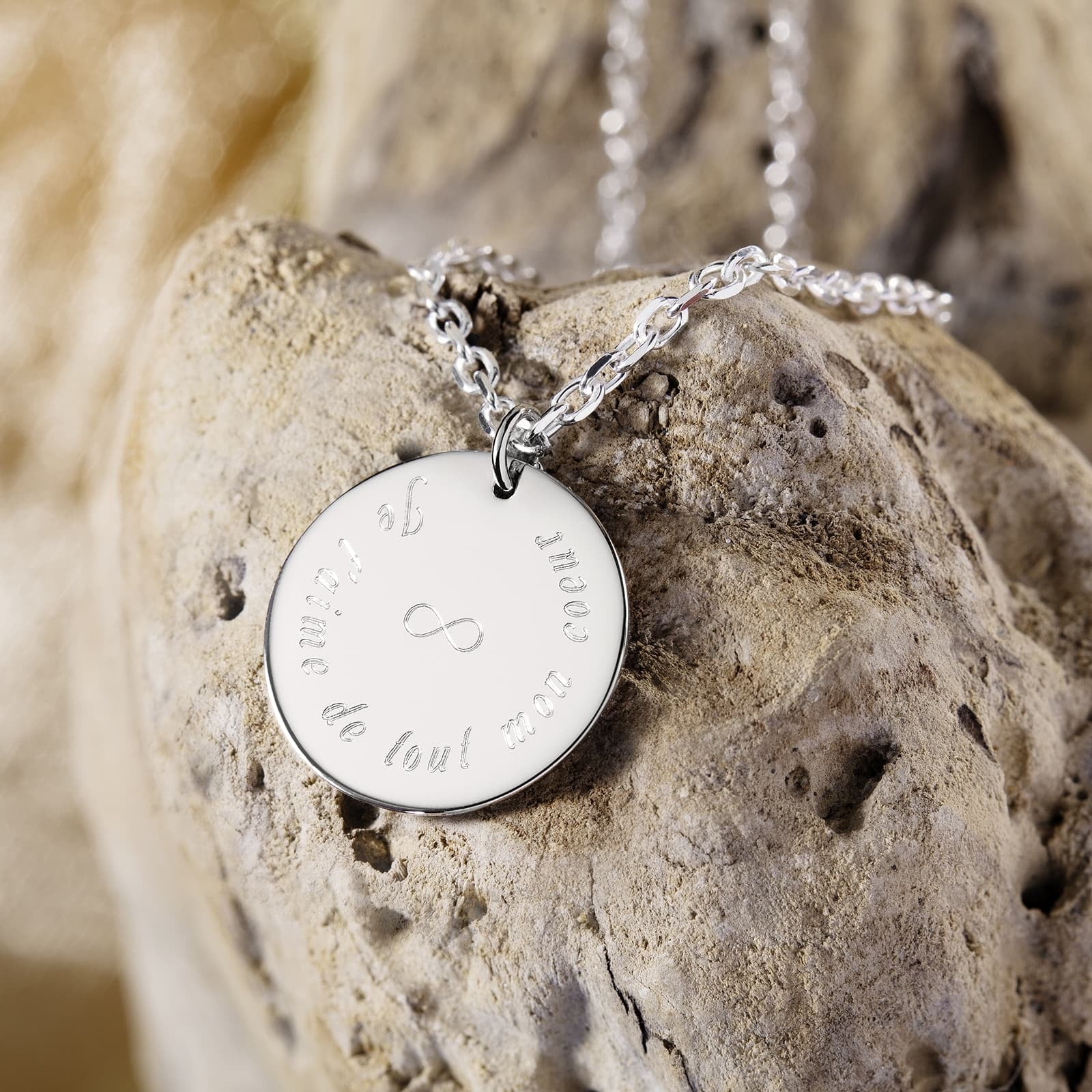 Necklace Collier Homme Graver Médaille Argent Medaille