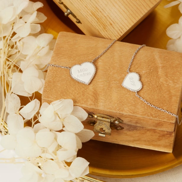 Bracelet personnalisé enfant médaillon Argent en forme de cœur