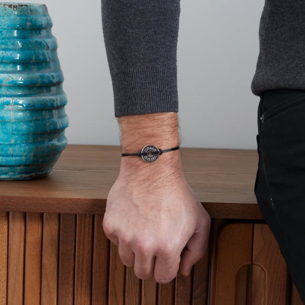 Bracelet cordon homme médaille cible Argent 20 mm