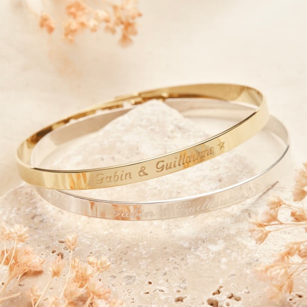 Bracelet jonc gravé en Argent