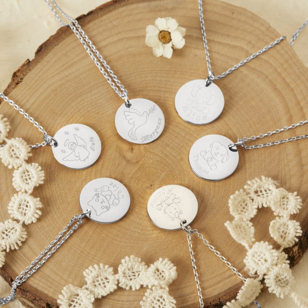 Collier personnalisé enfant dessin éléphant, argent