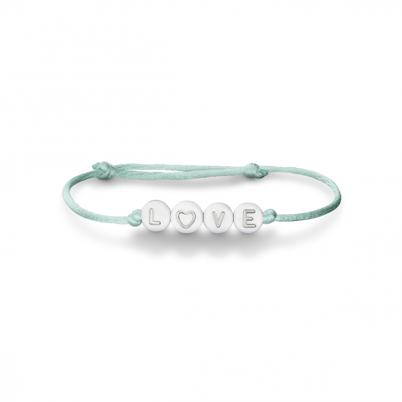 Bracelet cordon enfant personnalisable lettres argentées
