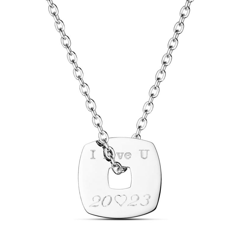 Collier homme gravé avec médaille carré, argent