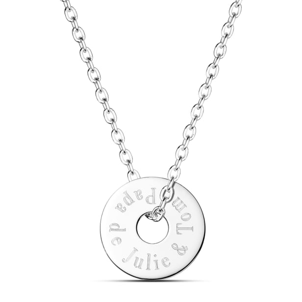 Collier homme gravé avec médaille cible, argent