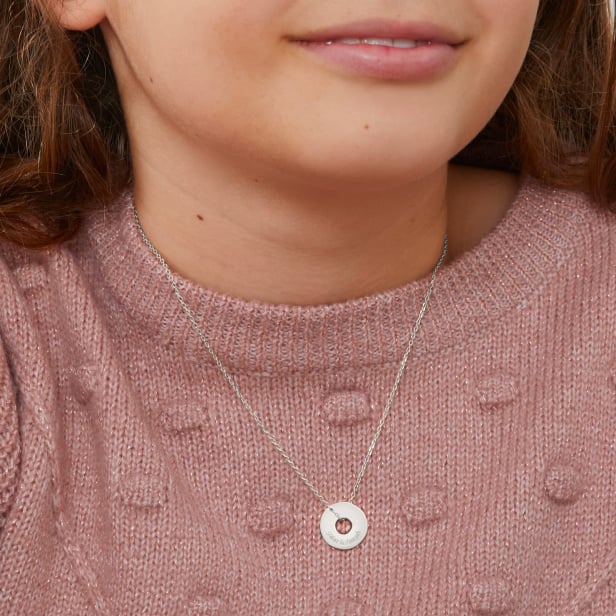 Collier enfant médaille cible personnalisée, argent