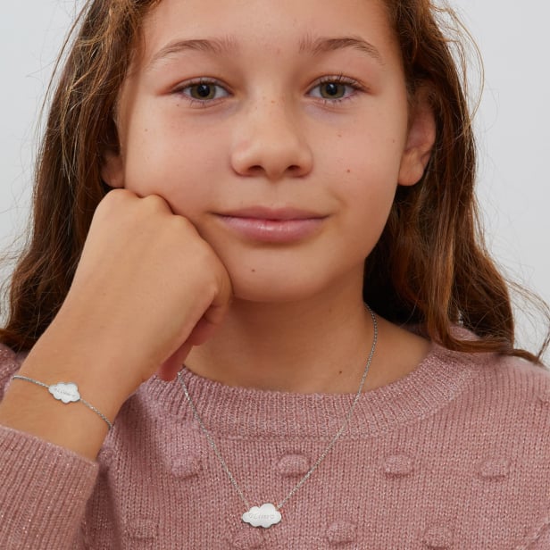 Collier enfant personnalisé nuage 20 mm Argent