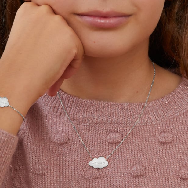 Collier enfant personnalisé nuage 20 mm Argent