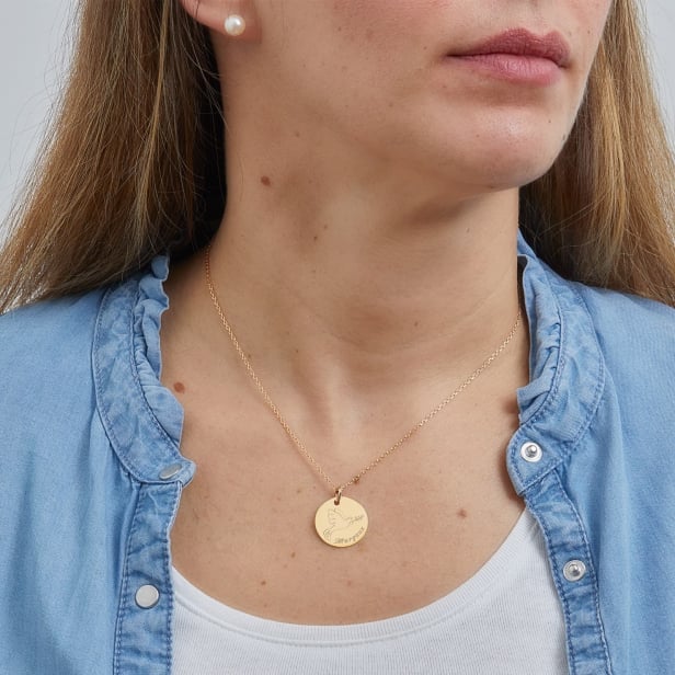 Collier personnalisé dessin colombe, plaqué or