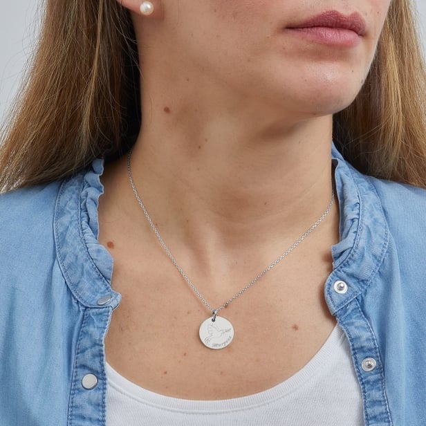 Collier personnalisé dessin colombe, argent