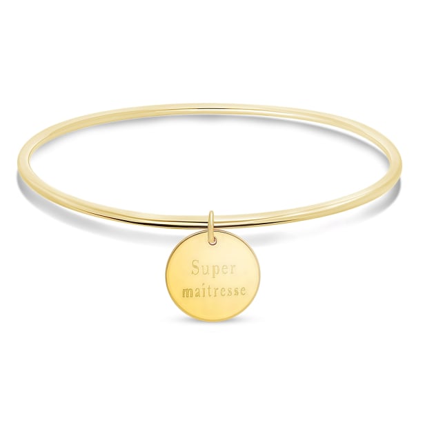 Packshot du bracelet jonc personnalisé médaille gravée Plaqué Or Packshot du bracelet jonc personnalisé médaille gravée Plaqué Or