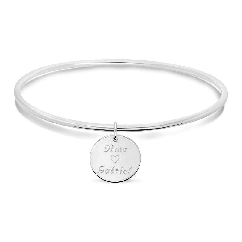 Packshot du bracelet jonc personnalisé médaille gravée Argent