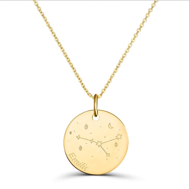 Collier astro médaille gravée Cancer, plaqué or