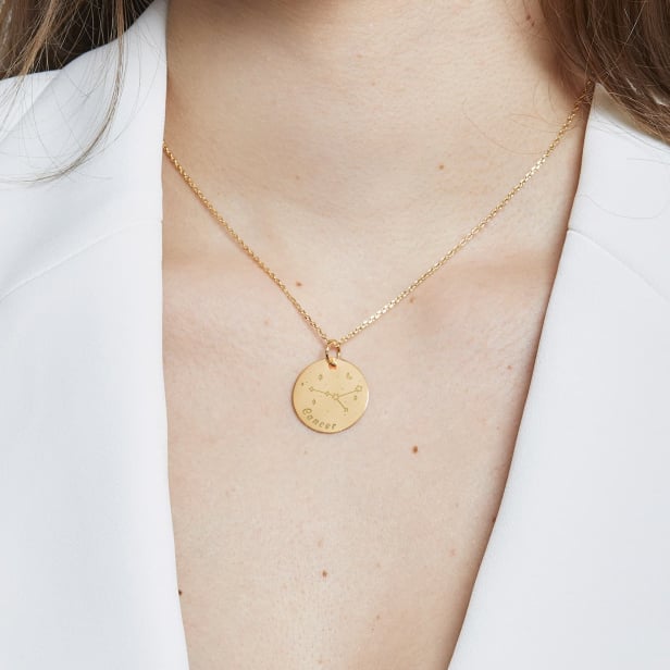 Collier astro médaille gravée Cancer, plaqué or