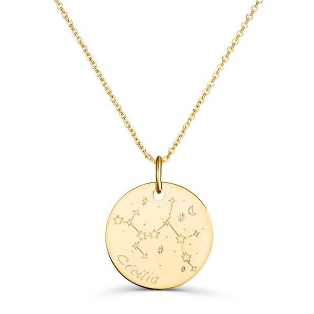 Collier astro médaille gravée Sagittaire, plaqué or