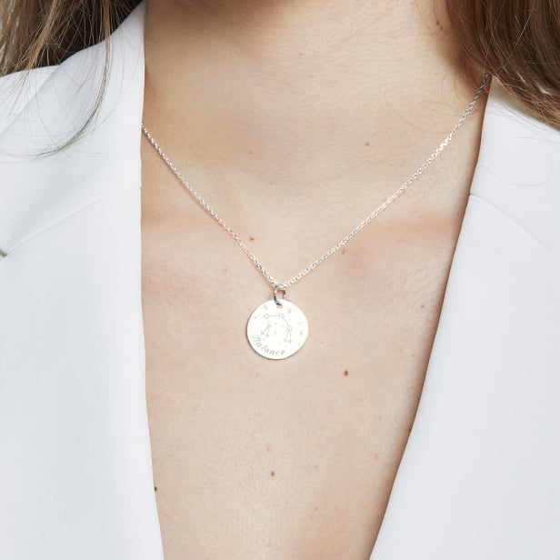 Collier astro médaille gravée Balance, argent