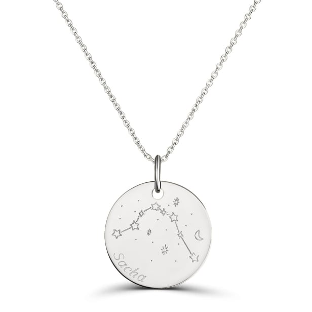 Collier astro médaille gravée Verseau, argent