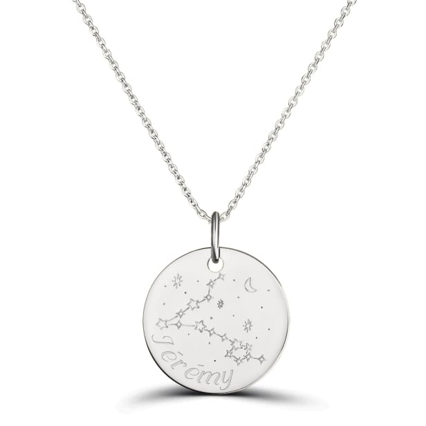 Collier astro médaille gravée Poissons, argent