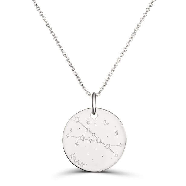 Collier astro médaille gravée Taureau, argent