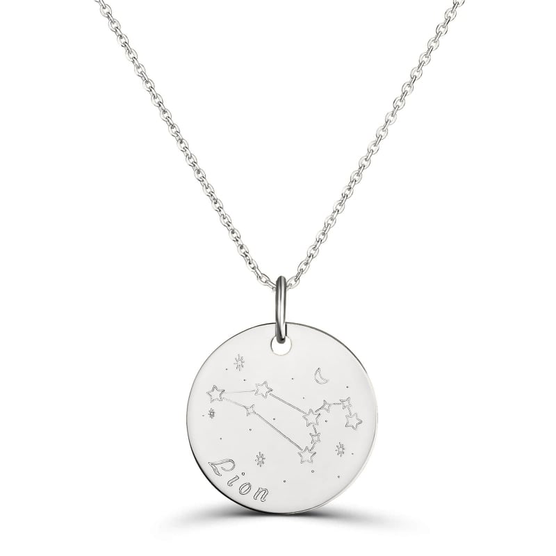 Collier astro médaille gravée Lion, argent