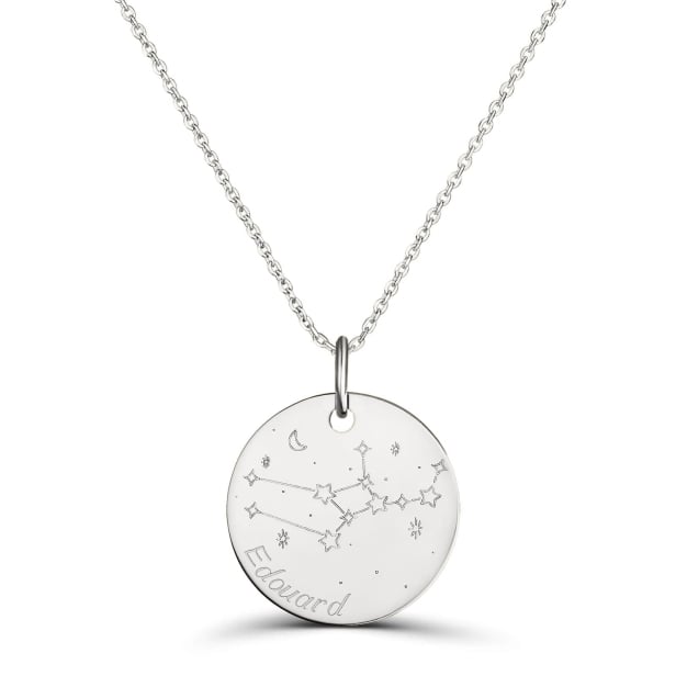 Collier astro médaille gravée Vierge, argent