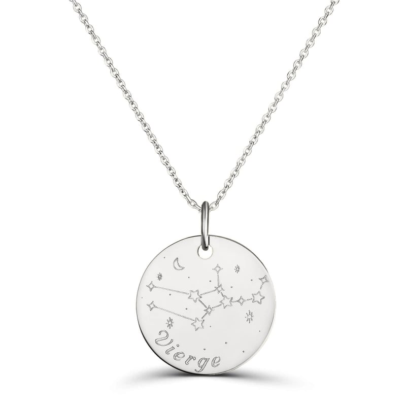Collier astro médaille gravée Vierge, argent