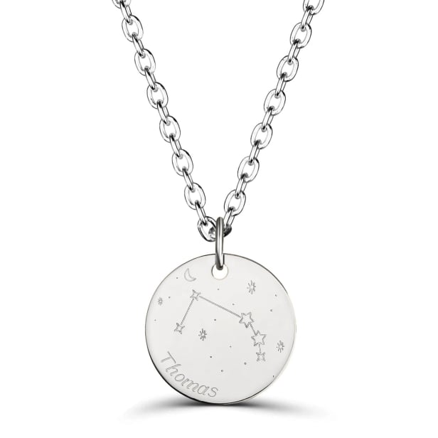 Collier astro homme médaille gravée Bélier, argent