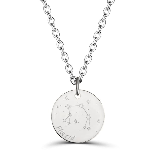 Collier astro homme médaille gravée Balance, argent