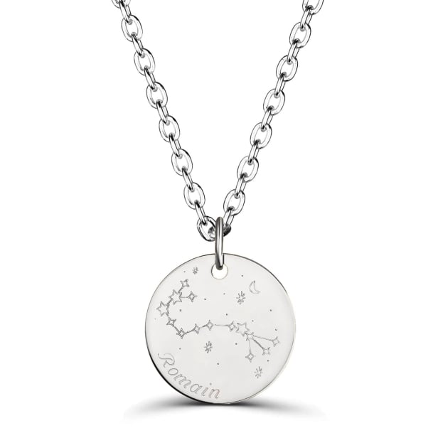 Collier astro homme médaille gravée Scorpion, argent