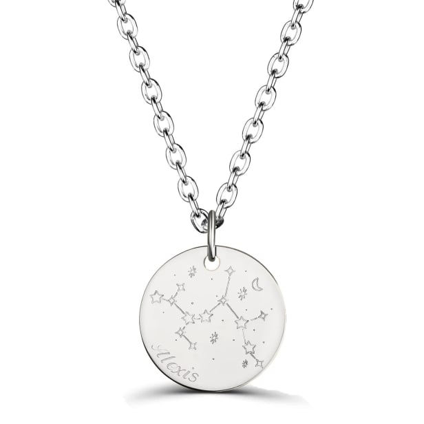 Collier astro homme médaille gravée Sagittaire, argent