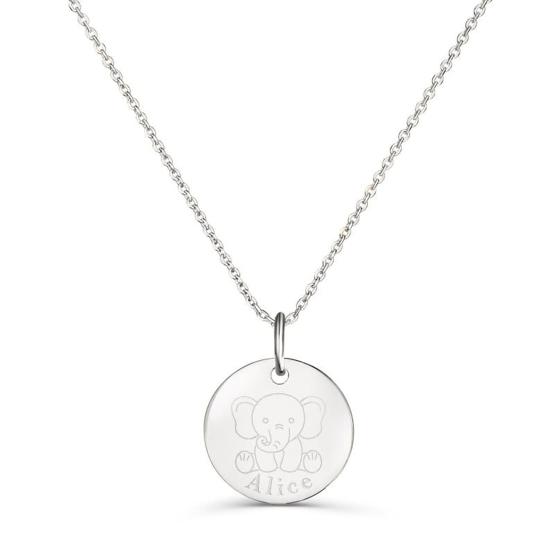 Collier personnalisé enfant dessin éléphant, argent