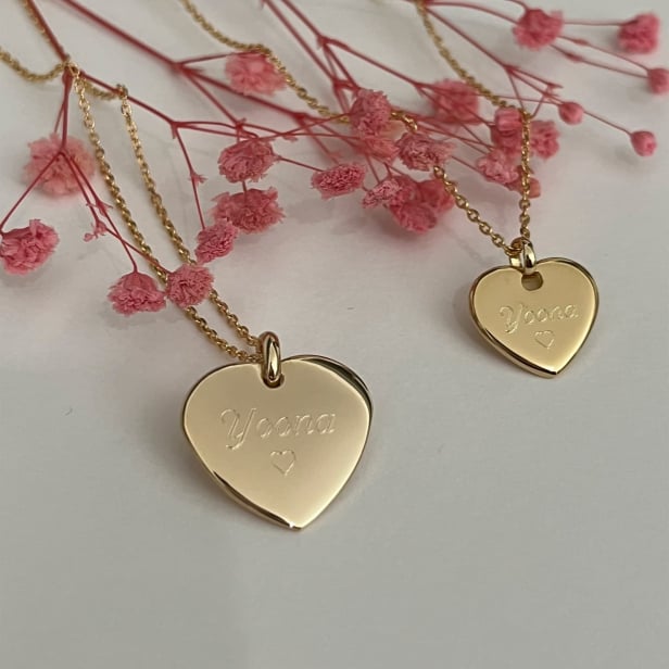 Duo collier personnalisé cœur mère enfant